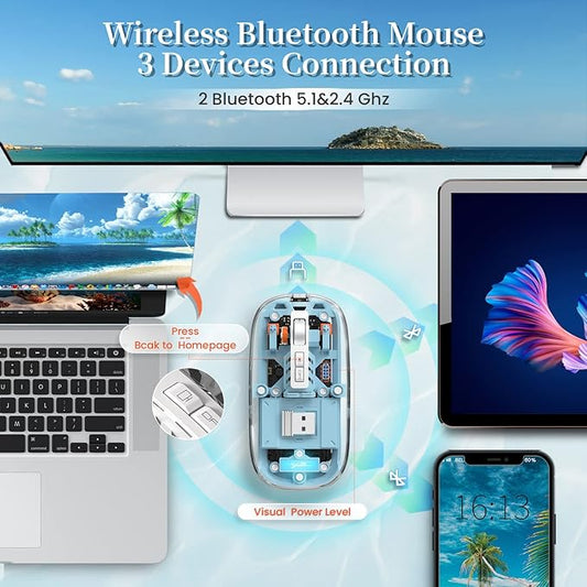 MICROWARE Wireless Bluetooth Mouse with USB Receiver USB-C Rechargeable
