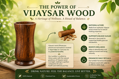 🍃💚 Wellness Wooden Water Glass – Weight & Sugar Support🪵 ( 300 ML)