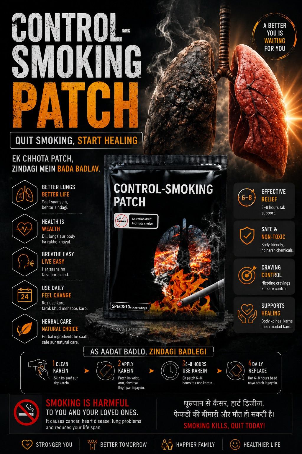🚭 Anti-Smoke Patch – Quit Smoking Naturally & Easily (Buy 10 Get 20 Free)