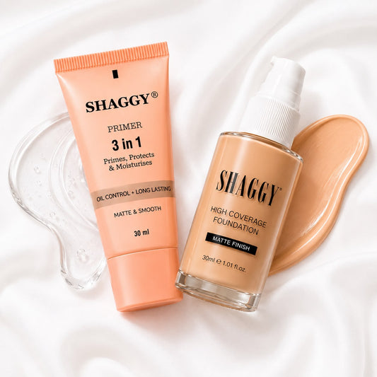 SHAGGY 3-in-1 Face Primer | Oil Control, Pore Minimizer & Makeup Base for All Skin Types | 30ml