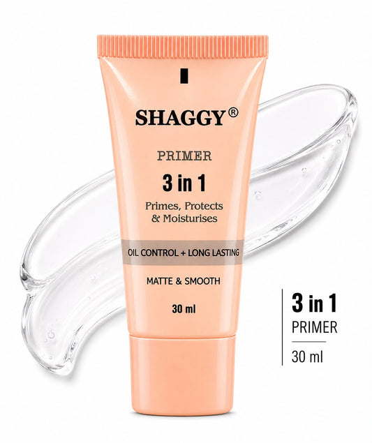 SHAGGY 3-in-1 Face Primer | Oil Control, Pore Minimizer & Makeup Base for All Skin Types | 30ml